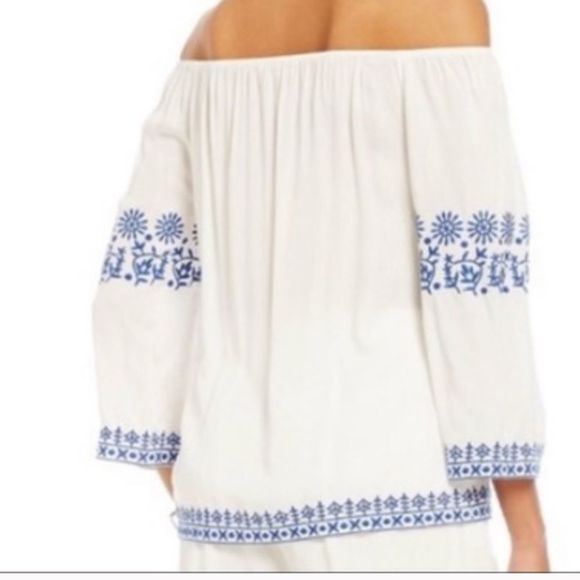 Gianni Bini Embroidered Off Shoulder Top Boho Med - Picture 4 of 8